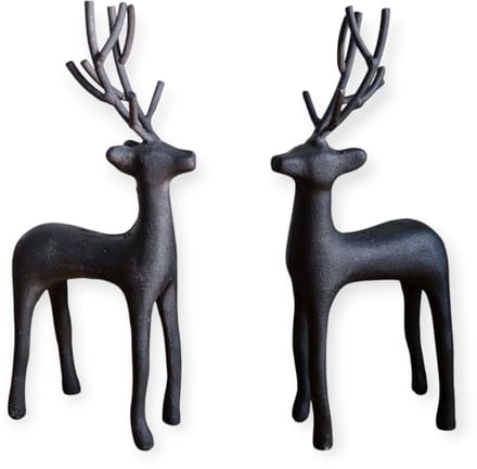 Home Society - Set van 2 - Herten - Deer - 20 cm hoog - Metaal - Zwart