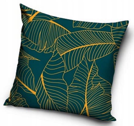 Decoratieve Kussenhoes 40x40 cm Groen met Gouden Bladeren