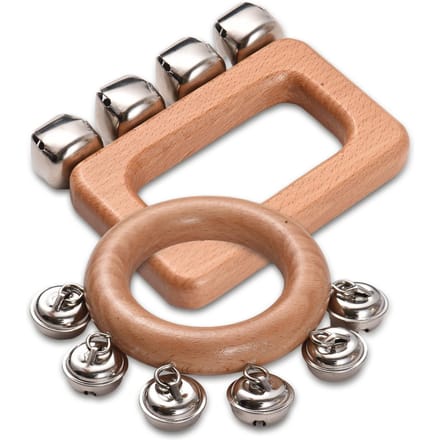 2 Pack Hand Jingle Bells Houten Shaker Jingle Bells Muzikaal Percussie-instrument Bells voor Kerstmis 2 Pack beige