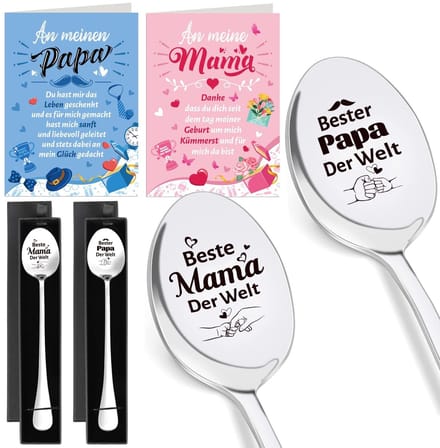 Dailygoods- Koffielepels 2 stuks - Gegraveerd Bester Papa/Mama der
