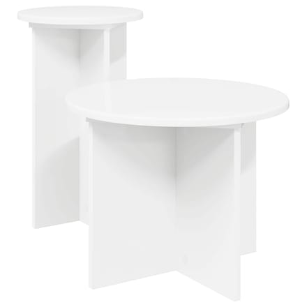 vidaXL - Bijzettafelset - 2 - st - Wit - Ø - 45 - x - 35 - cm - Bewerkt - hout