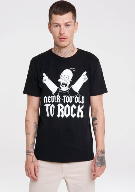 Logoshirt - T-shirt Unisex - The Simpsons - Never Too Old To Rock - Medium