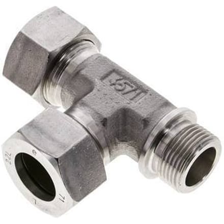 22L & G3/4'' RVS L-vorm Snijringkoppeling Buitendraad 160bar ISO 8434-1