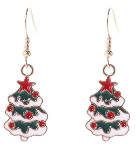 Kerst Oorbellen - Oorhangers - Kerstboom Snowy - 1 paar