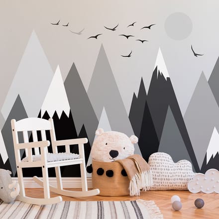 Kinderstickers met Scandinavische bergen van Rebeka, 110 x 165 cm
