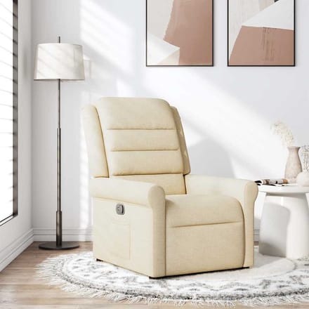 vidaXL - Fauteuil - verstelbaar - stof - crèmekleurig