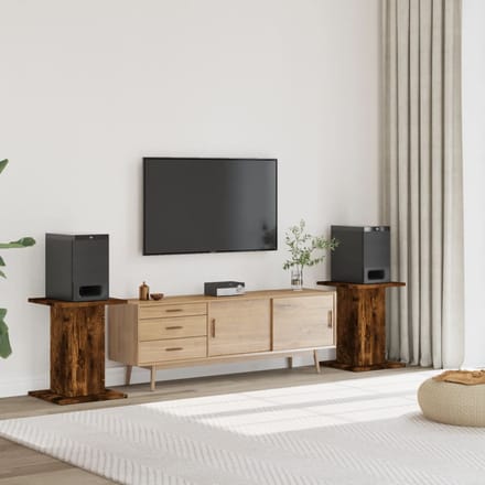 vidaXL - Speakerstandaards - 2 - st - 30x30x60 - cm - bewerkt - hout - gerookt - eiken