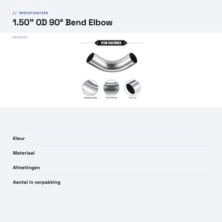 Store_7 - Car Bend Elbow Pipe Tube - 90° Uitlaatpijp - 1.50 inch