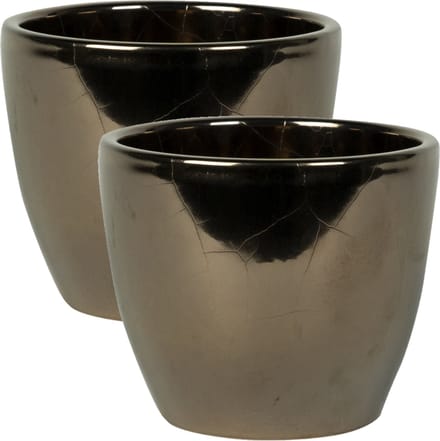 Ter Steege Bloempot - 2x stuks - goud - glans - Scandinavisch - 15 x 12 cm - plantenpot