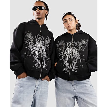 A Lost Cause Dark Angel Zip Hoodie zwart
