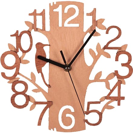 Horloge murale en bois de 22 cm de diamètre, blanche, double couche, ultra silencieuse beige
