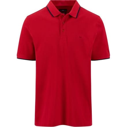 Fynch-Hatton Polo 2-Ply Solid Piqué Tipping Details Cranberry Red / male