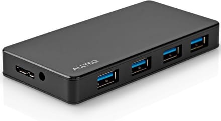 USB 3.0 Hub - 4 poorten - Incl. voedingsadapter - 4x USB A female - Zwart - Allteq