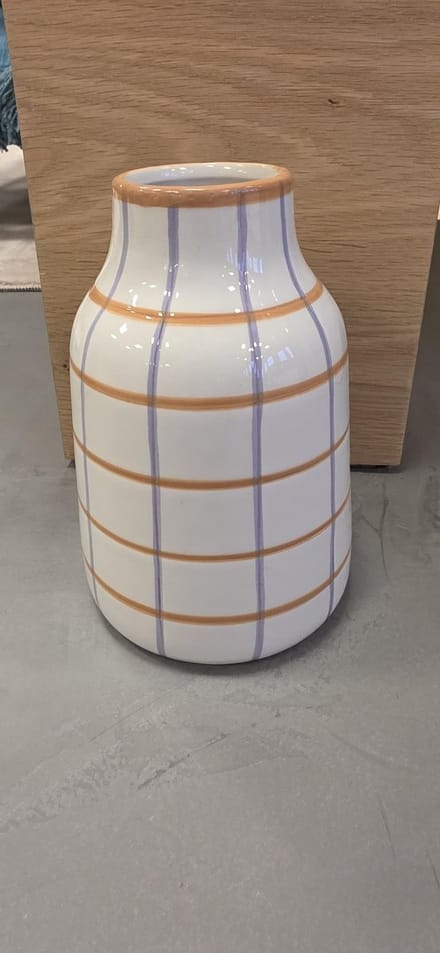 Vaas Multi stripe Lila Oranje Keramiek 19 cm hoog