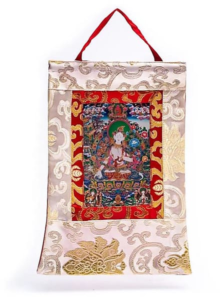Witte Tara Thangka 29 x 20 cm. - Meditatie - Boeddhistische wanddecoratie