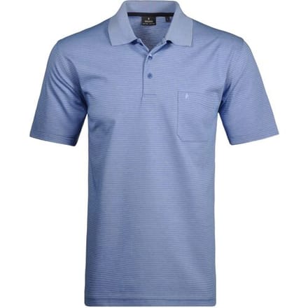 Ragman Polo Softknit Fine Stripe Easy Care Blauw / male