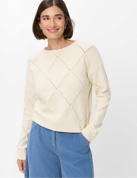 Brax Dames Trui  Style LISA dark ecru, crèmewit, maat 38