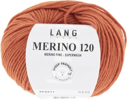 Lang Yarns Merino 120 - 211 steenrood - Merinowol Garen