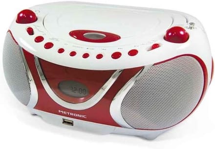 Draagbare CD/MP3 Boombox met USB-poort - Wit/Rood