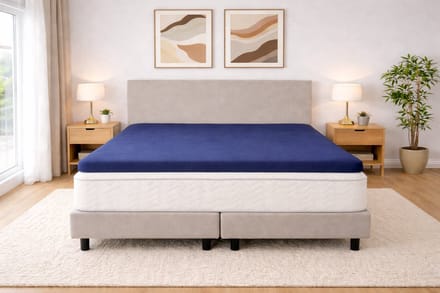 Polydaun hoeslaken - topper - Jersey - donkerblauw - 180 x 200/220 cm