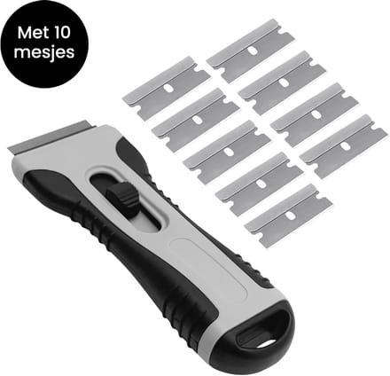 Purepeak Glaskrabber met 10 Extra Mesjes - Glaschraper - Verfschraper - Kookplaat Krabber - Inductie - Stickerverwijderaar