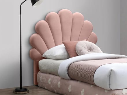 Vente-unique Hoofdbord in schelpvorm - 120 cm - Fluweel - Roze - MOANA