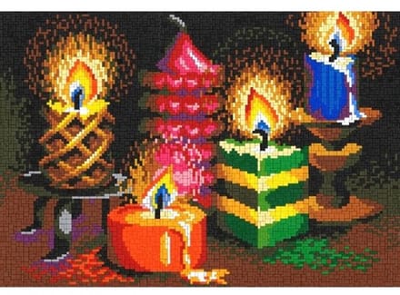 Stickit Feestkaarsen, stilleven, ca. 8.400 steentjes