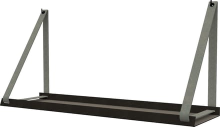 Handles and more -  Stalen wandplank zwart 70cm + leren plankdragers Suede Grey