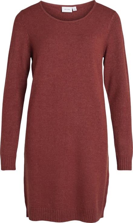 VILA VIRIL L/S KNIT DRESS NOOS Dames Jurk Fired brick- Maat XS