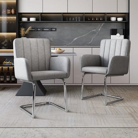 REDOM Eetkamerstoelen Set Van 2 - Gestoffeerd - Modern - Voor Eetkamer En Woonkamer - Kunstleer - Grijs