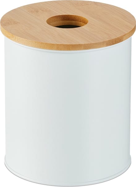 badkamer prullenbak - 2 l - bamboe deksel - voor toilet - kaptafel - modern - wit