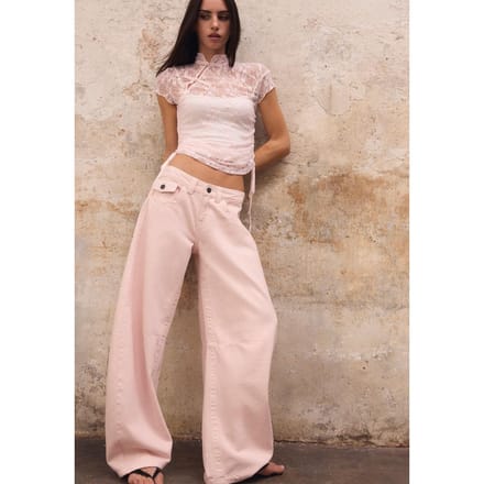 Stradivarius Barrel jeans met lage taille  Pastelroze 34
