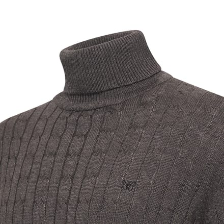 Cappuccino Italia - Heren Trui Pullover Aosta Cable - Grijs - Maat L