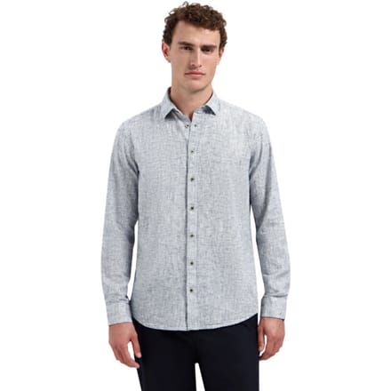 No Excess Shirt two tone with linen indigo blue
