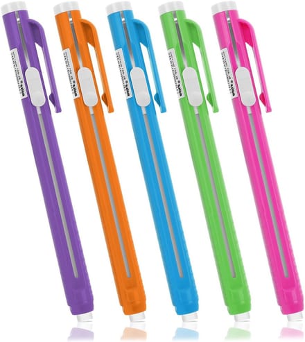 Retractable Snap Eraser Pens Set met 5 Navullingen, Multicolor, Perfect voor Kantoor, School en Creatief Schrijven