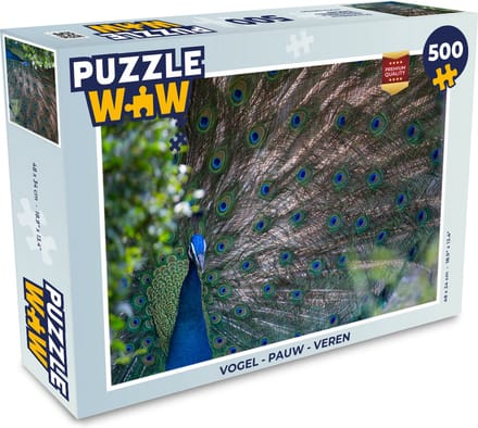 Puzzel Vogel - Pauw - Veren - Legpuzzel - Puzzel 500 stukjes