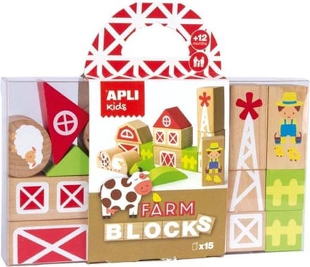 Houten Blokken - Apli - Boerderij - 15 stuks