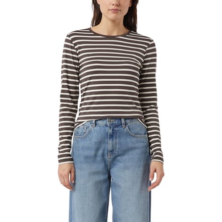 Gestreepte jersey T-shirt met lange mouwen voor dames COMMA