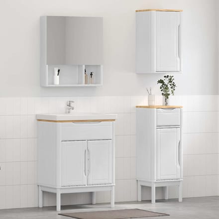 vidaXL - Badkamermeubel - Set - FLORO - 3 - st - Wit - Massief - vurenhout