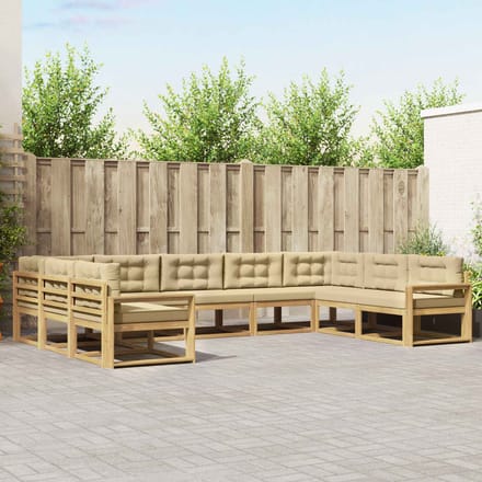 vidaXL - Buiten - bank - set - 9 - st - Wit - en - Beige