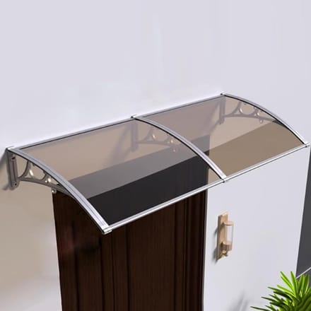 Raamluifel Deur Overkapping - Afdak Voordeur - Bescherming Huis - UV-Bestendig Polycarbonaat - 60x60cm - Bruin Grijs