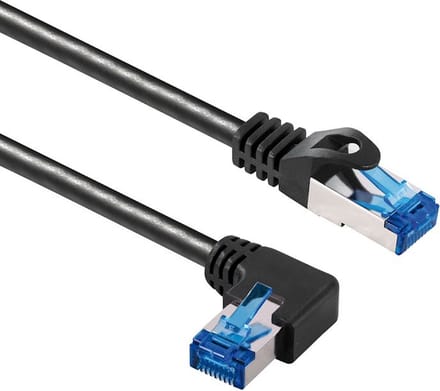 CAT 6a Internetkabel / netwerkkabel - 2 meter - Haaks rechts - Zwart - Tot 10 Gbit - 100% koperen kern