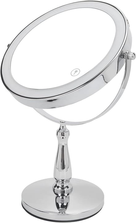 Oplaadbare Make-up Spiegel - Bureau Verlichting - Perfecte Make-up - 3 Kleuren Dimbaar - 8 Inch - Zilver