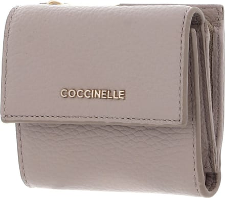 COCCINELLE Leren Portemonnee Metallic Soft Wallet Grained Leather Powder Pink Beige