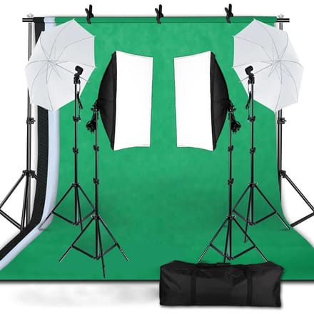 Andoer Studio Fotografie Light Kit Softbox Verlichtingsset Inclusief 45W LED-lampen / 50x70cm UK Plug black