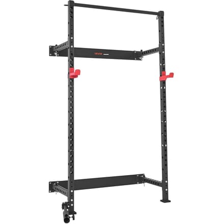Opvouwbare Power Cage, Wandmontage Power Rack Squat Rack, Multifunctionele Krachttraining Workout Apparatuur met Landmine Houder, Verstelbare J-Hooks &