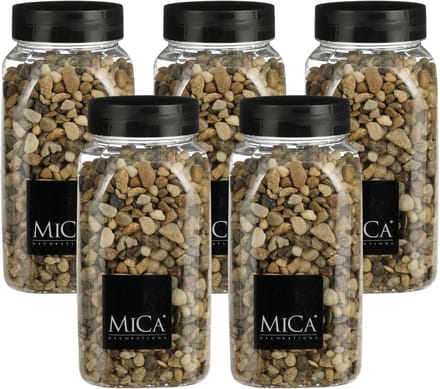 Mica Decorations decoratie stenen - 5x - 650ml - bruin mix - hobby steentjes - sier stenen