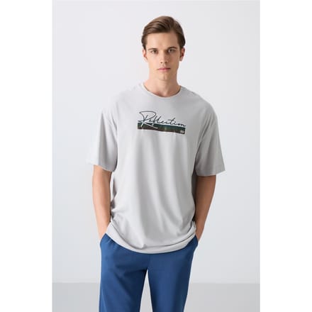 Oversized Geprinte Katoenmix T-shirt