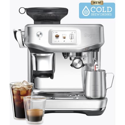 Sage SES882BSS the Barista Touch Impress Brushed Stainless Steel - Pistonmachine - Cold Brew - Touchscreen - Assisted tamping - Espressomachine
