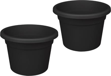 Bloempot Rond Premium 25cm + Bodemgaten ANTRACIET Nicoli / 2 STUKS ! /